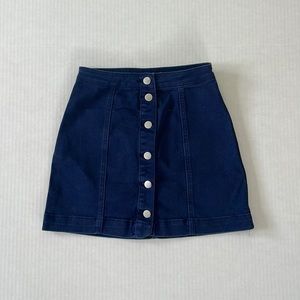 Boohoo Navy Blue Button Skirt